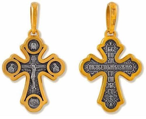 Крест позолоченный Ag 925/Au 585, коллекция Липецк, Позолота желтая 999*, 3,43 гр. КРС0224570