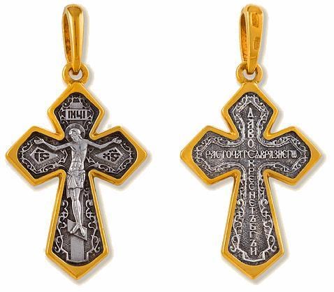 Крест позолоченный Ag 925/Au 585, коллекция Липецк, Позолота желтая 999*, 5,31 гр. КРС0224578