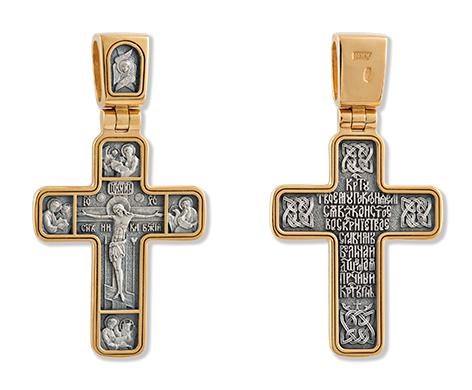 Крест позолоченный Ag 925/Au 585, коллекция Липецк, Позолота желтая 999*, 12,65 гр. КРС0224600