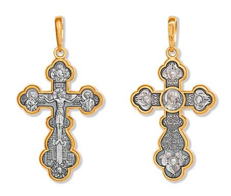 Крест позолоченный Ag 925/Au 585, коллекция Липецк, Позолота желтая 999*, 10,34 гр. КРС0224608