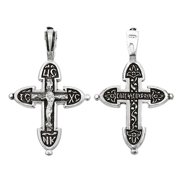 Крест серебряный Ag 925, коллекция Санкт-Петербург, с молитвой Спаси и сохрани, Чернение (оксидирование), 1,54 гр. КРС0224634