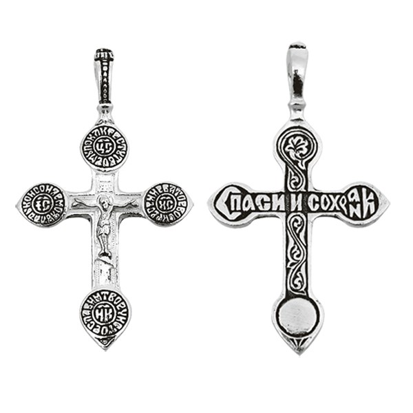 Крест серебряный Ag 925, коллекция Санкт-Петербург, с молитвой Спаси и сохрани, Чернение (оксидирование), 2,5 гр. КРС0224636