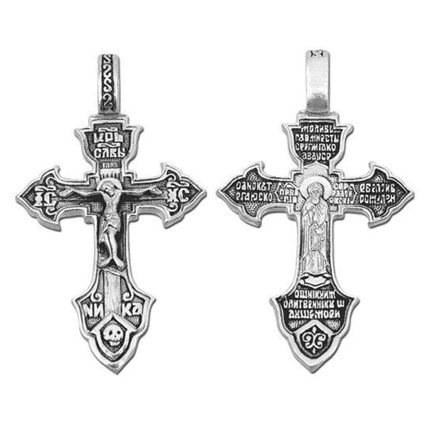 Крест серебряный Ag 925, коллекция Санкт-Петербург, лик Сергий Радонежский Св., Чернение (оксидирование), 2,73 гр. КРС0224638