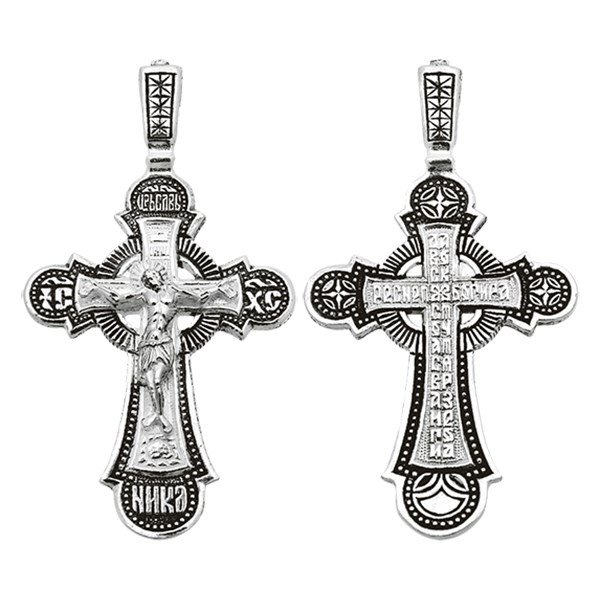 Крест серебряный Ag 925, коллекция Санкт-Петербург, с молитвой Да воскреснет Бог..., Чернение (оксидирование), 6,67 гр. КРС0224655