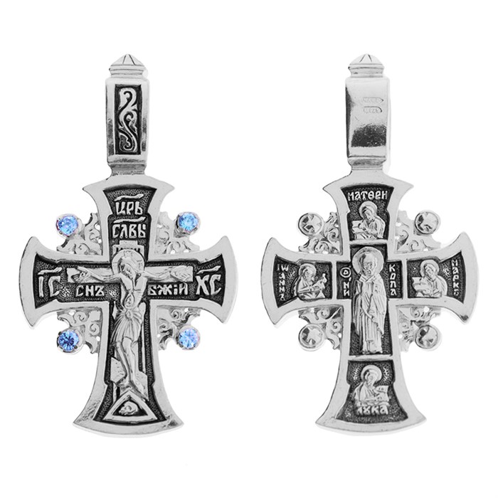 Крест серебряный Ag 925, коллекция Санкт-Петербург, вставка Фианит, лик Лука Св., Чернение (оксидирование), 6,17 гр. КРС0224670