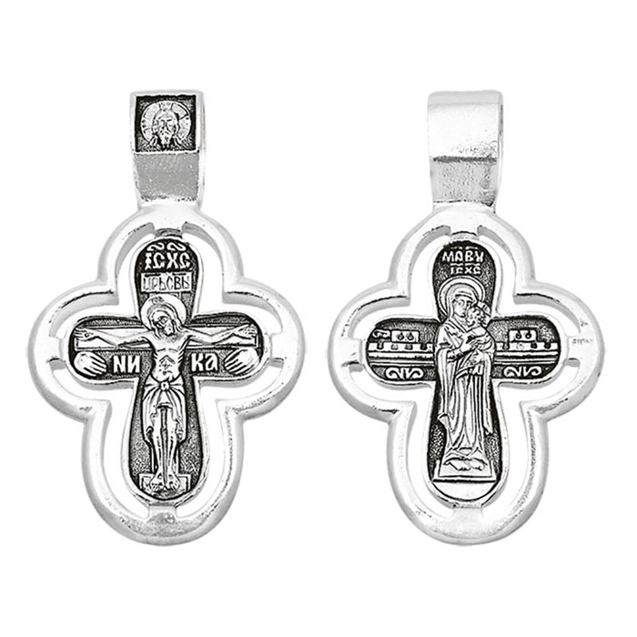 Крест серебряный Ag 925, коллекция Санкт-Петербург, лик Богородица, Чернение (оксидирование), 6,68 гр. КРС0224685