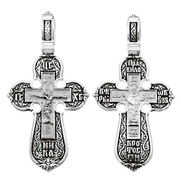 Крест серебряный Ag 925, коллекция Санкт-Петербург, лик Николай Чудотворец, Чернение (оксидирование), 8,6 гр. КРС0224689