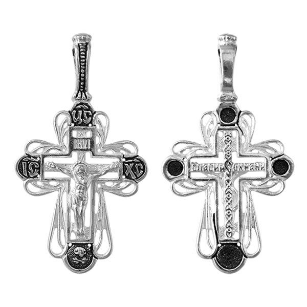 Крест серебряный Ag 925, коллекция Санкт-Петербург, с молитвой Спаси и сохрани, Чернение (оксидирование), 2,07 гр. КРС0224691