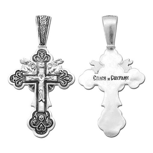 Крест серебряный Ag 925, коллекция Санкт-Петербург, с молитвой Спаси и сохрани, Чернение (оксидирование), 5,62 гр. КРС0224704