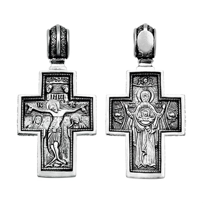 Крест серебряный Ag 925, коллекция Санкт-Петербург, лик Неупиваемая Чаша БМ, Чернение (оксидирование), 4,62 гр. КРС0224711
