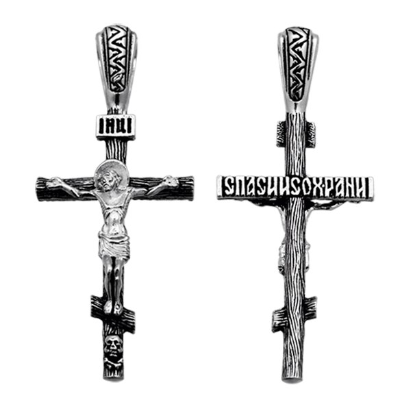 Крест серебряный Ag 925, коллекция Санкт-Петербург, с молитвой Спаси и сохрани, Чернение (оксидирование), 4,55 гр. КРС0224713