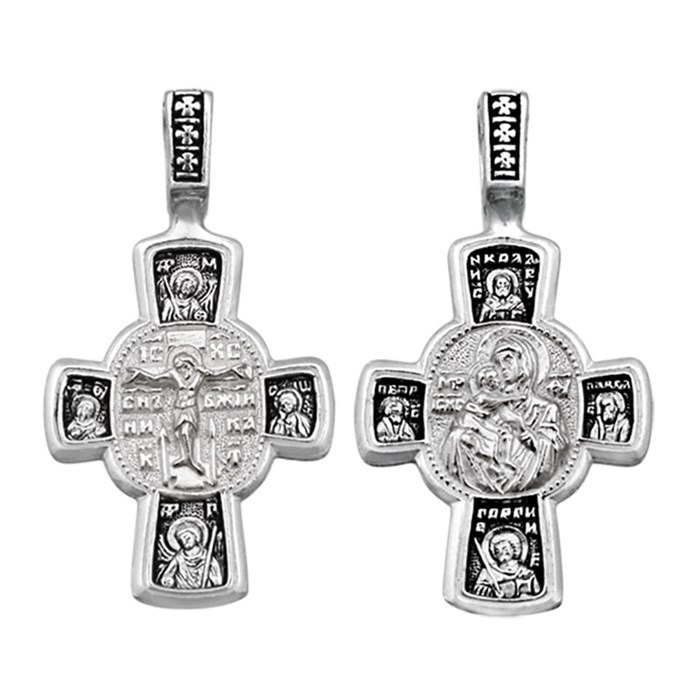 Крест серебряный Ag 925, коллекция Санкт-Петербург, лик Владимирская БМ, Чернение (оксидирование), 3,74 гр. КРС0224722