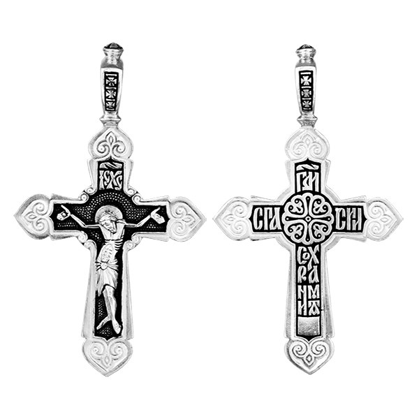 Крест серебряный Ag 925, коллекция Санкт-Петербург, с молитвой Господи, спаси и сохрани, Чернение (оксидирование), 5,66 гр. КРС0224741