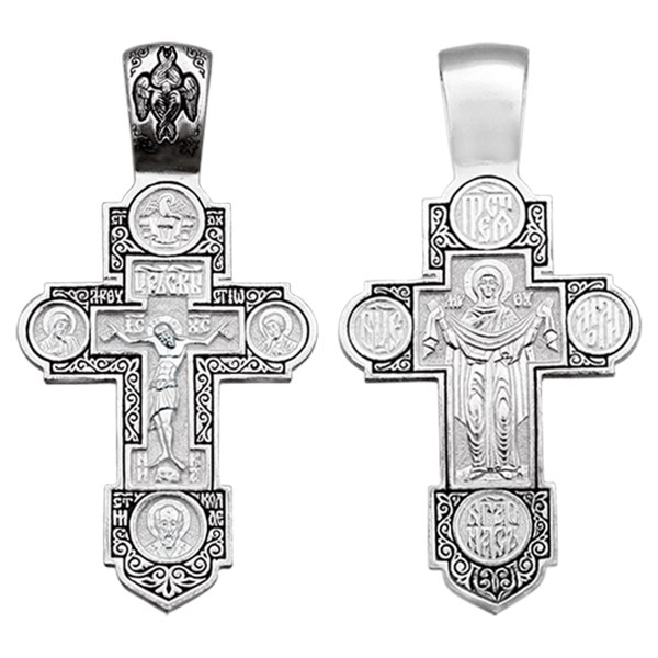 Крест серебряный Ag 925, коллекция Санкт-Петербург, лик Покров Пресвятой Богородицы, Чернение (оксидирование), 11,06 гр. КРС0224769