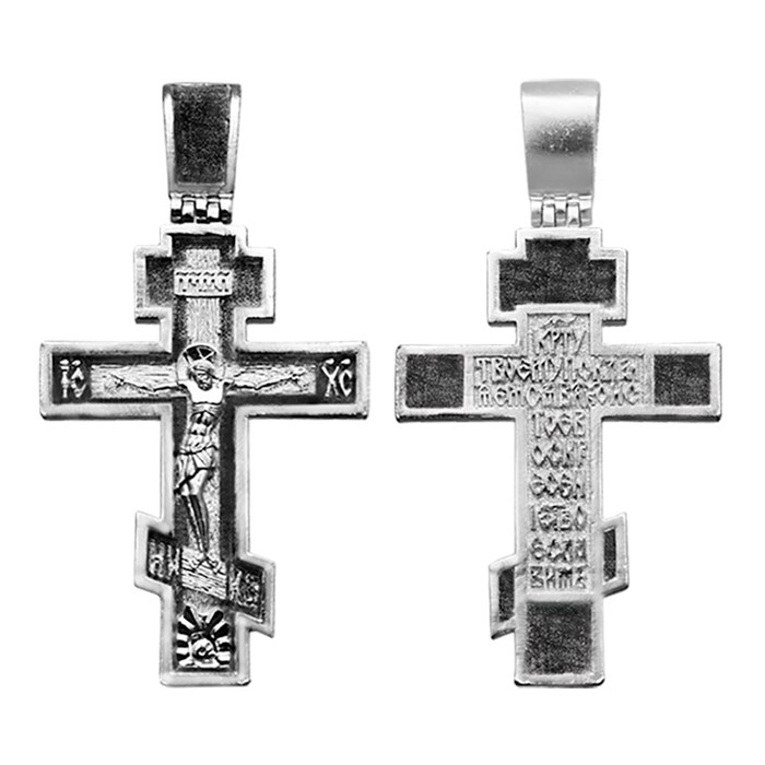 Крест серебряный Ag 925, коллекция Санкт-Петербург, с молитвой Кресту твоему поклоняемся, Владыко, Чернение (оксидирование), 16,2 гр. КРС0224784