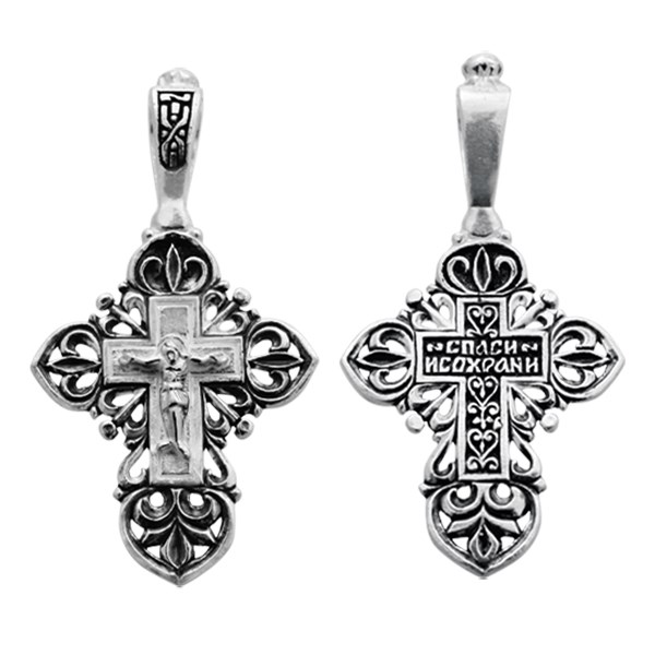 Крест серебряный Ag 925, коллекция Санкт-Петербург, с молитвой Спаси и сохрани, Чернение (оксидирование), 1,56 гр. КРС0224792