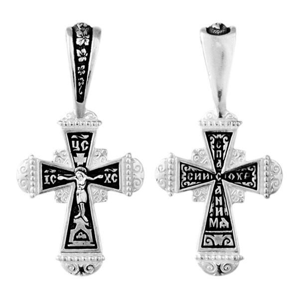 Крест серебряный Ag 925, коллекция Санкт-Петербург, с молитвой Спаси и сохрани, Чернение (оксидирование), 2,28 гр. КРС0224802