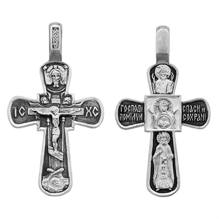 Крест серебряный Ag 925, коллекция Санкт-Петербург, лик Знамение БМ, Чернение (оксидирование), 6,79 гр. КРС0224805