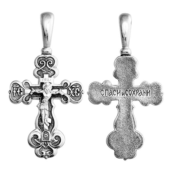 Крест серебряный Ag 925, коллекция Санкт-Петербург, с молитвой Спаси и сохрани, Чернение (оксидирование), 3,84 гр. КРС0224816