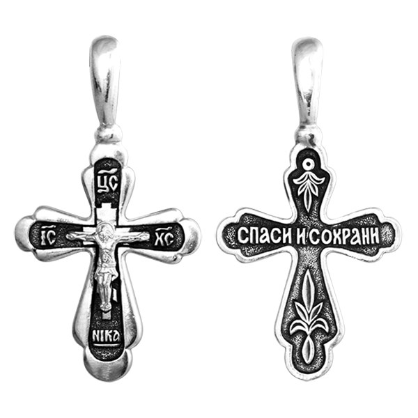 Крест серебряный Ag 925, коллекция Санкт-Петербург, с молитвой Спаси и сохрани, Чернение (оксидирование), 3,3 гр. КРС0224817