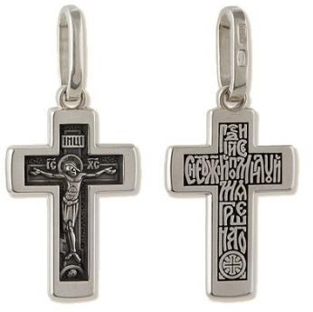 Крест серебряный Ag 925, коллекция Липецк, с молитвой Господи, Иисусе Христе, Сыне Божий, помилуй, Чернение (оксидирование), 2,55 гр. КРС0224889