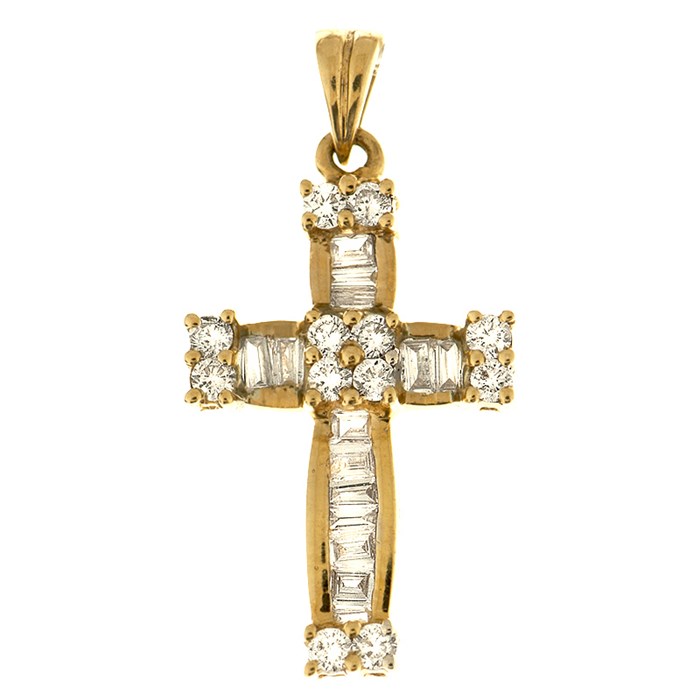 Крест золотой Au 585, вставка Бриллиант, 1,86 гр. КРС0224914