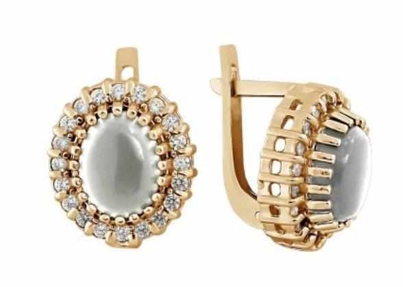 Серьги серебряные позолоченные (красн.) с фианитами 6.33 гр. 228905