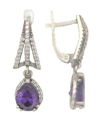 Серьги серебряные с фианитами 4.08 гр. 228911