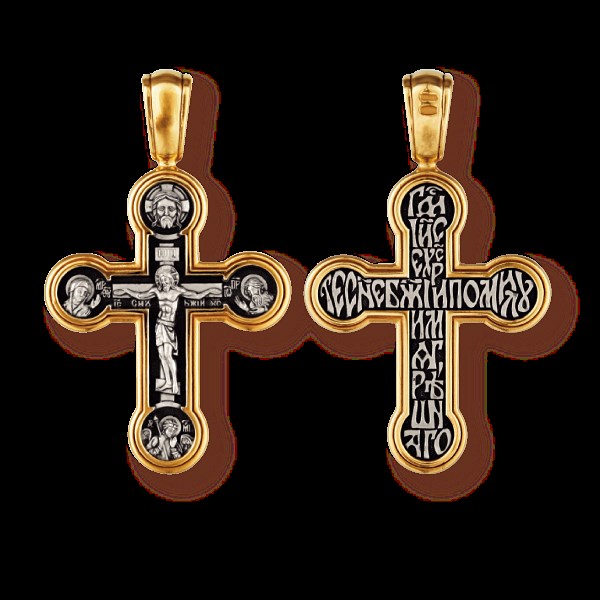 Крест позолоченный Ag 925/Au 585, коллекция Санкт-Петербург, с молитвой Господи, Иисусе Христе, Сыне Божий, помилуй, Позолота желтая 999*, Чернение (оксидирование), 8,3 гр. КРС02241135