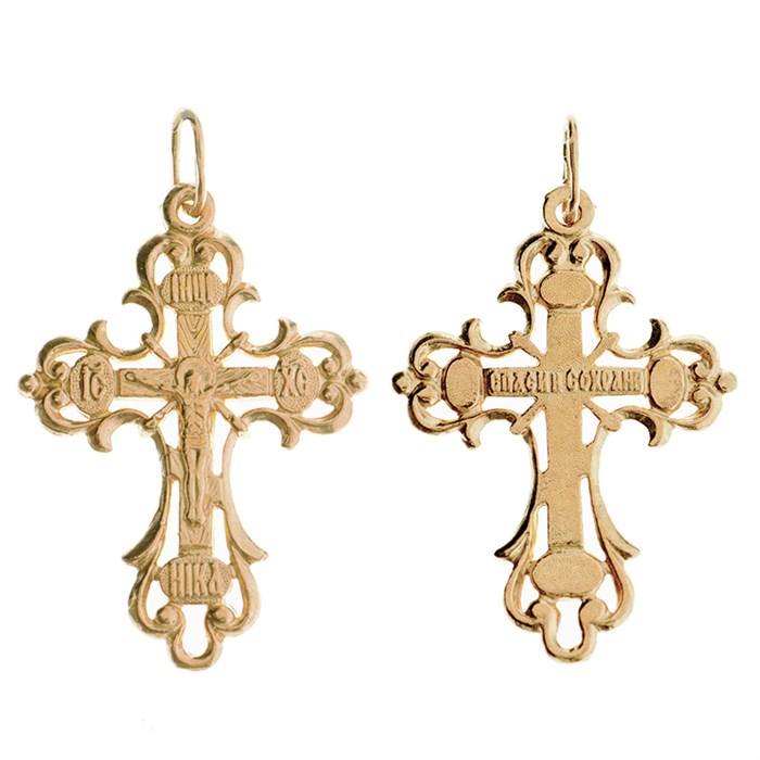 Крест позолоченный Ag 925/Au 585, коллекция Эпифания, Позолота красная 585*, 2,42 гр. КРС02241204