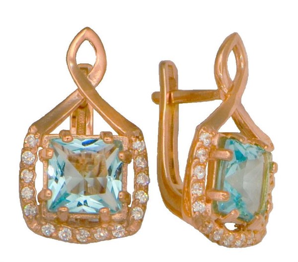 Серьги серебряные позолоченные (красн.) с фианитами 4.42 гр. 228921