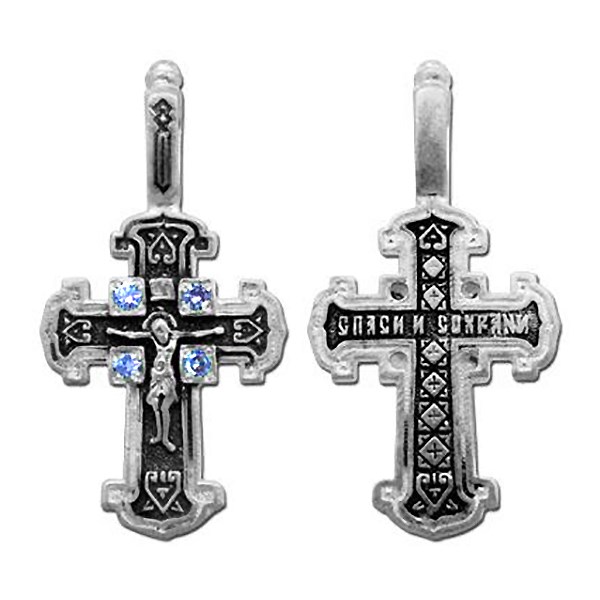 Крест серебряный Ag 925, коллекция Санкт-Петербург, вставка Фианит, Чернение (оксидирование), 1,76 гр. КРС02241279