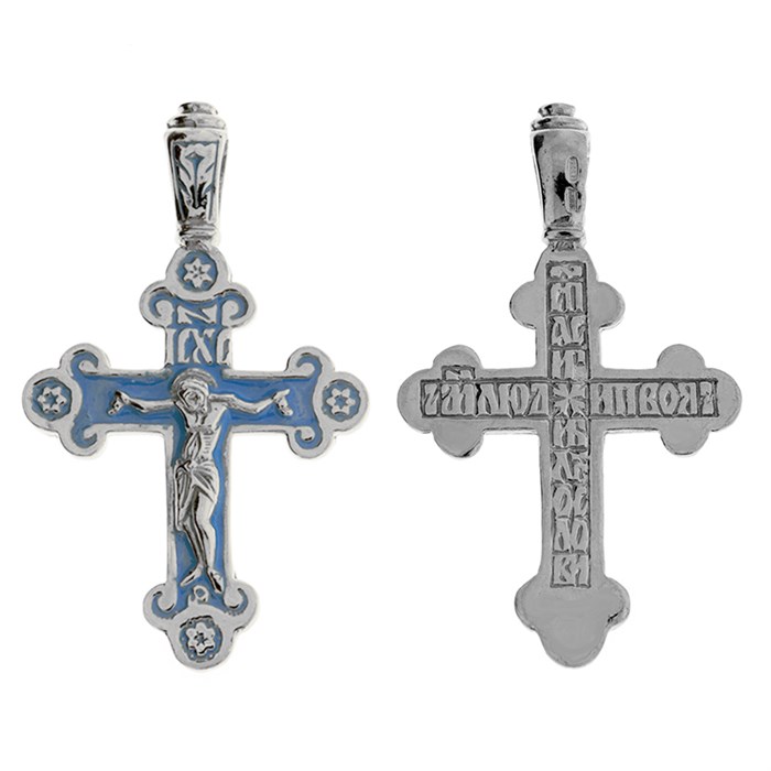 Крест серебряный Ag 925, коллекция Спаси и сохрани, c эмалью, 3,82 гр. КРС02241359