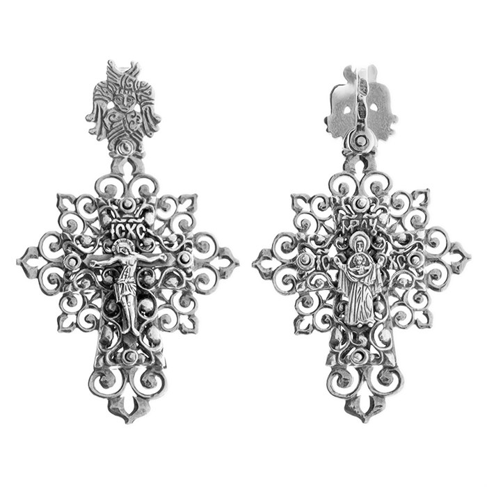 Крест серебряный Ag 925, коллекция Духовное наследие, лик Знамение БМ, Чернение (оксидирование), 3,77 гр. КРС02241383