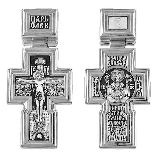 Крест серебряный Ag 925, коллекция Санкт-Петербург, лик Иоанн Богослов Св., Неупиваемая Чаша БМ, Чернение (оксидирование), 14,43 гр. КРС02241402