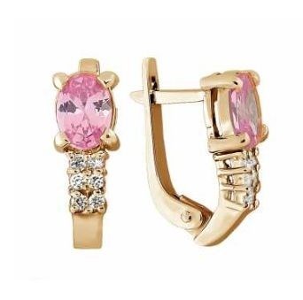 Серьги серебряные позолоченные (красн.) с фианитами 4 гр. 228928