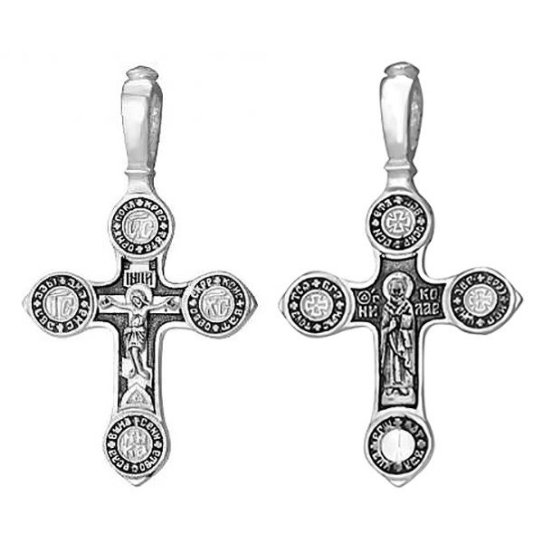 Крест серебряный Ag 925, коллекция Иваново, лик Николай Чудотворец, Чернение (оксидирование), 4,47 гр. КРС02241430