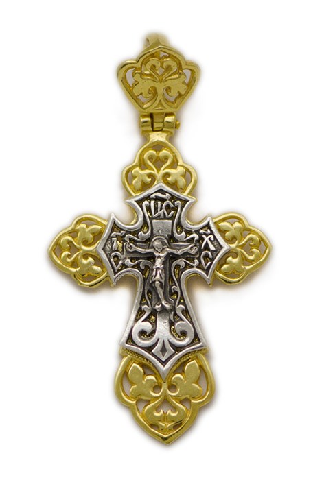 Крест позолоченный Ag 925/Au 585, коллекция Духовное наследие, с молитвой Спаси и сохрани, Позолота красная 585*, 3,39 гр. КРС02241489