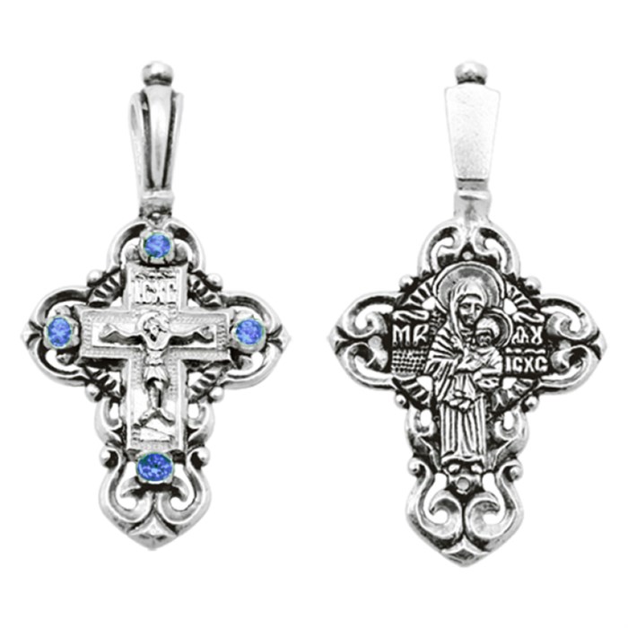 Крест серебряный Ag 925, коллекция Санкт-Петербург, вставка Фианит, Чернение (оксидирование), 1,63 гр. КРС02241497