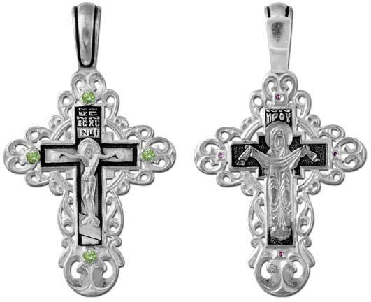 Крест серебряный Ag 925, коллекция Санкт-Петербург, вставка Фианит, Чернение (оксидирование), 4,2 гр. КРС02241499