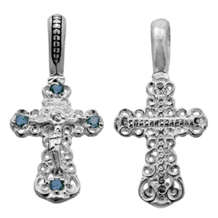 Крест серебряный Ag 925, коллекция Санкт-Петербург, вставка Фианит, 0,8 гр. КРС02241509