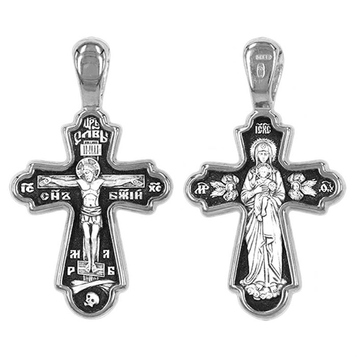 Крест серебряный Ag 925, коллекция Санкт-Петербург, лик Валаамская БМ, Чернение (оксидирование), 5,63 гр. КРС02241519