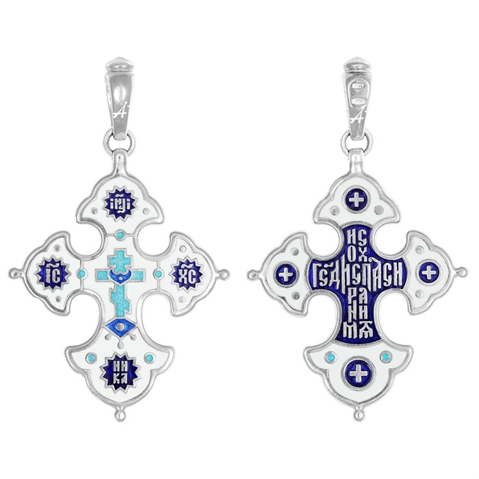 Крест серебряный Ag 925, коллекция Акимов, с молитвой Господи, спаси и сохрани, c эмалью, 8,51 гр. КРС02241742