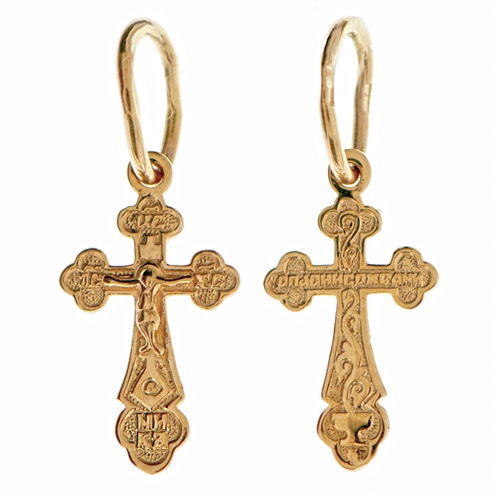Крест золотой Au 585, коллекция Золотая филигрань, с молитвой Спаси и сохрани, 0,46 гр. КРС02241761