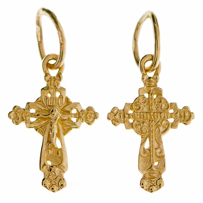 Крест золотой Au 585, коллекция Золотая филигрань, с молитвой Спаси и сохрани, 0,9 гр. КРС02241762