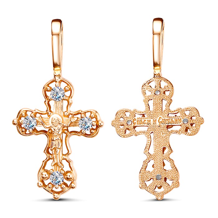 Крест золотой Au 585, вставка Фианит, 1,52 гр. КРС02241841