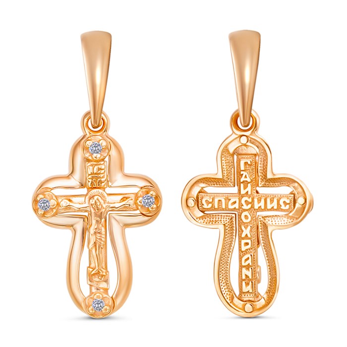 Крест золотой Au 585, вставка Фианит, 1,01 гр. КРС02241846