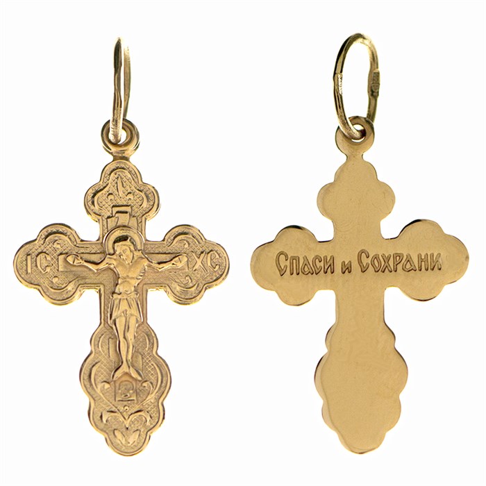 Крест золотой Au 585, коллекция Золотая филигрань, с молитвой Спаси и сохрани, 1,58 гр. КРС02241859