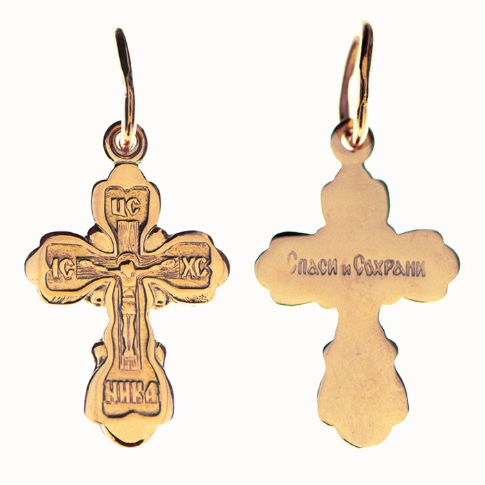 Крест золотой Au 585, коллекция Золотая филигрань, с молитвой Спаси и сохрани, 0,91 гр. КРС02241877
