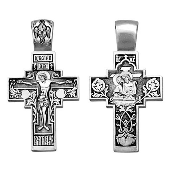 Крест серебряный Ag 925, коллекция Санкт-Петербург, лик Богородица, Чернение (оксидирование), 11,03 гр. КРС02241931